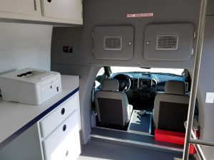 Driver seats in mobile testing unit